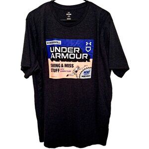 Under Armour Men's XXL Short Sleeve Dark Gray Graphic Baseball Bubble Gum Shirt